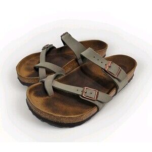 Birkenstock Mayari Women's 7 38 Birkibuc Mocha Brown Sandals Slide Strappy